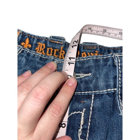 Rock Revival Mens Troy Jeans Relaxed Straight Sz 38 Hem Inseam 27” Distress FLAW - Picture 8 of 9